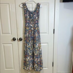 Ostoo women’s 2025 BoHo Floral Maxi Dress size large blue yellow sleeveless